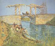 Vincent Van Gogh The Langlois Bridge at Arles with Women Washing (nn04) oil on canvas